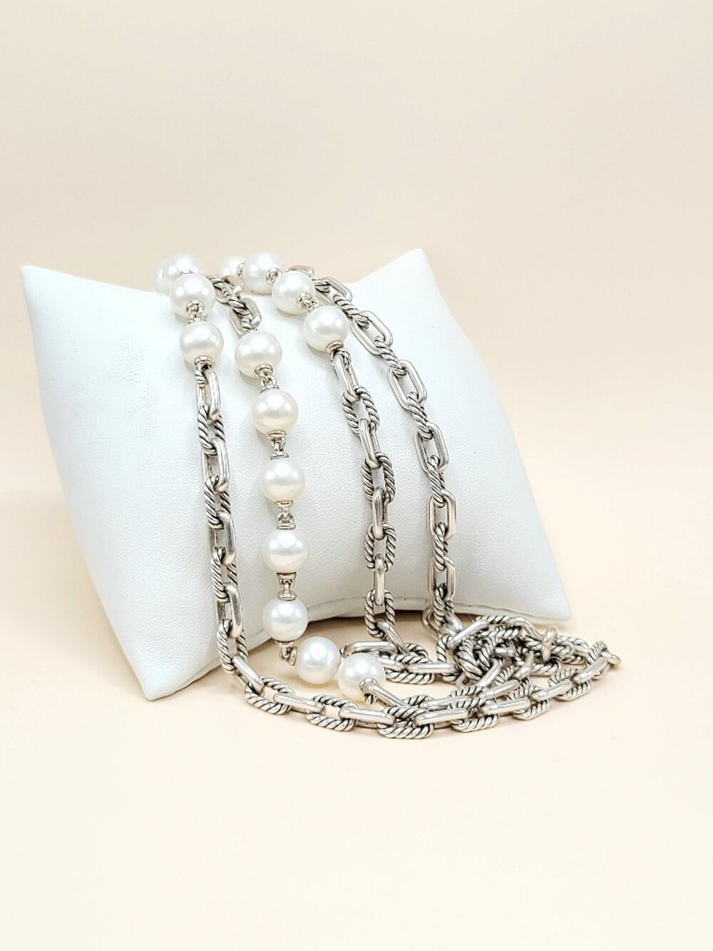 David Yurman Madison Chain Necklace w/ Pearls - 36" - RARE - Picture 11 of 15